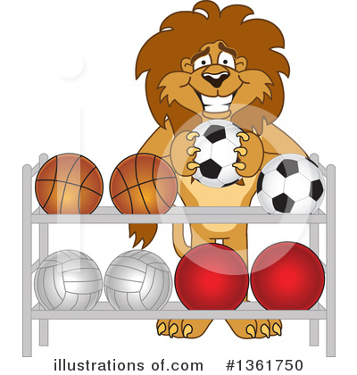 Royalty-Free (RF) Lion School Mascot Clipart Illustration by Mascot Junction - Stock Sample #1361750