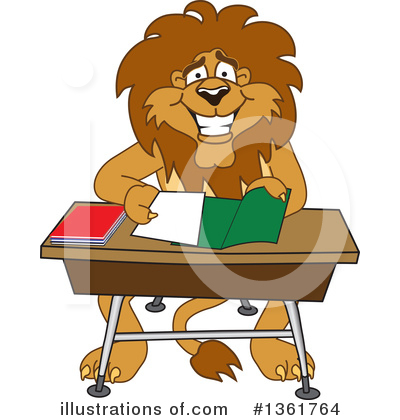 Royalty-Free (RF) Lion School Mascot Clipart Illustration by Mascot Junction - Stock Sample #1361764