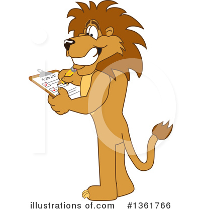 Royalty-Free (RF) Lion School Mascot Clipart Illustration by Mascot Junction - Stock Sample #1361766