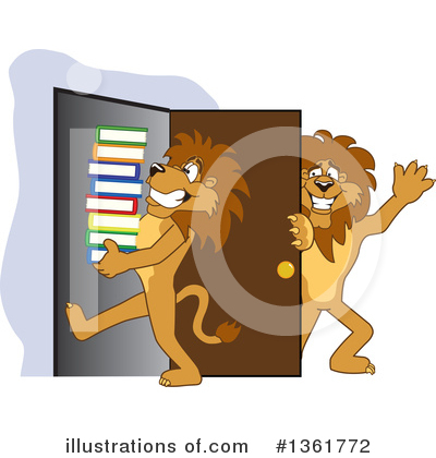 Royalty-Free (RF) Lion School Mascot Clipart Illustration by Mascot Junction - Stock Sample #1361772