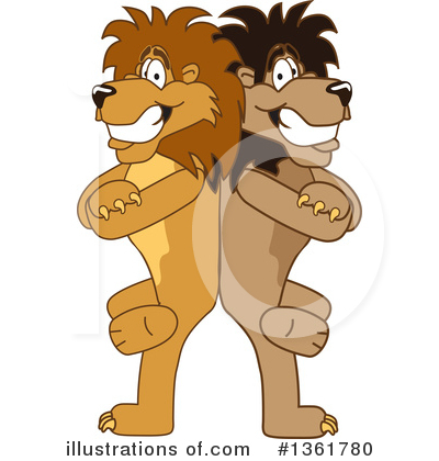 Royalty-Free (RF) Lion School Mascot Clipart Illustration by Mascot Junction - Stock Sample #1361780