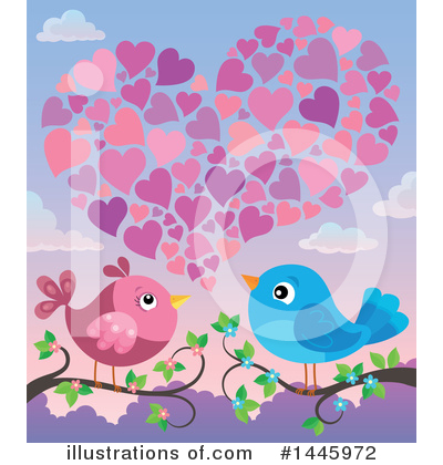 Royalty-Free (RF) Love Birds Clipart Illustration by visekart - Stock Sample #1445972