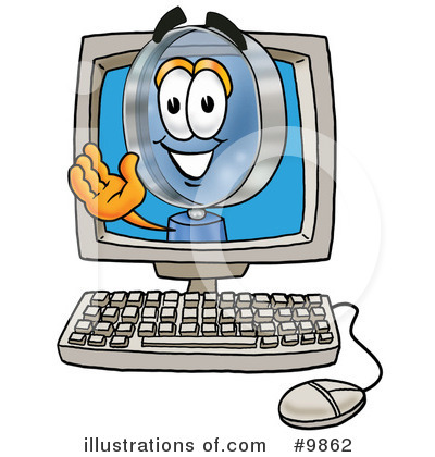 Royalty-Free (RF) Magnifying Glass Clipart Illustration by Mascot Junction - Stock Sample #9862