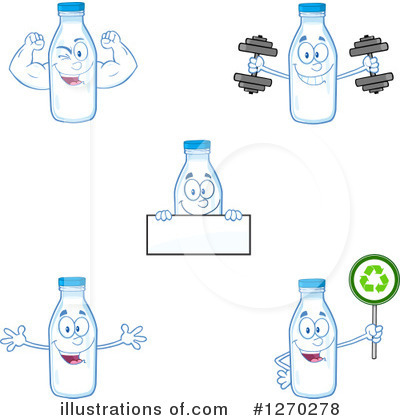 Royalty-Free (RF) Milk Bottle Character Clipart Illustration by Hit Toon - Stock Sample #1270278