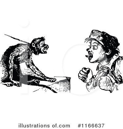 Royalty-Free (RF) Monkey Clipart Illustration by Prawny Vintage - Stock Sample #1166637