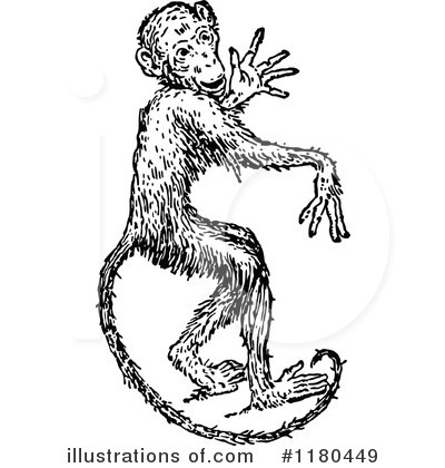 Royalty-Free (RF) Monkey Clipart Illustration by Prawny Vintage - Stock Sample #1180449