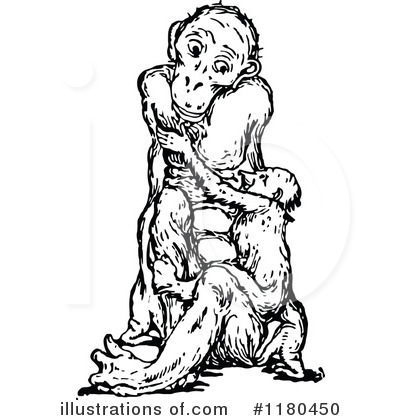 Royalty-Free (RF) Monkey Clipart Illustration by Prawny Vintage - Stock Sample #1180450