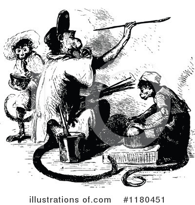 Royalty-Free (RF) Monkey Clipart Illustration by Prawny Vintage - Stock Sample #1180451