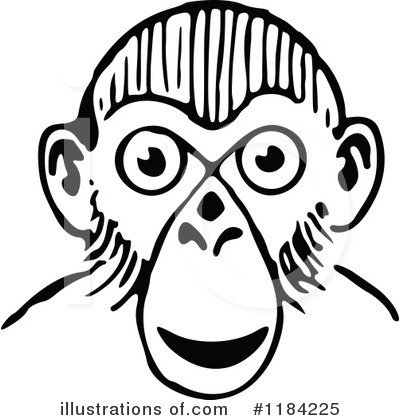 Royalty-Free (RF) Monkey Clipart Illustration by Prawny Vintage - Stock Sample #1184225