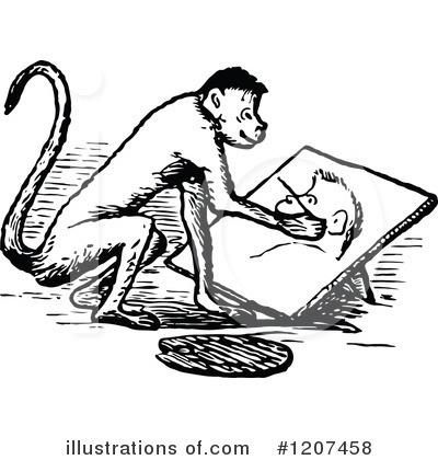 Royalty-Free (RF) Monkey Clipart Illustration by Prawny Vintage - Stock Sample #1207458