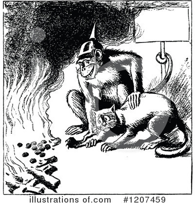 Royalty-Free (RF) Monkey Clipart Illustration by Prawny Vintage - Stock Sample #1207459