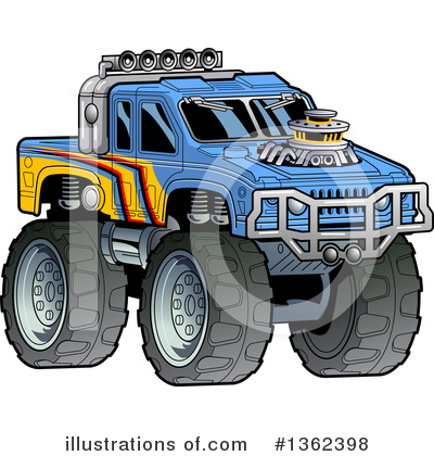 Royalty-Free (RF) Monster Truck Clipart Illustration by Clip Art Mascots - Stock Sample #1362398