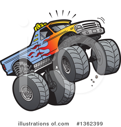 Royalty-Free (RF) Monster Truck Clipart Illustration by Clip Art Mascots - Stock Sample #1362399