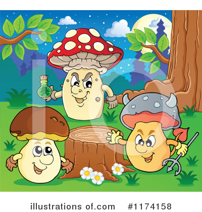 Royalty-Free (RF) Mushroom Clipart Illustration by visekart - Stock Sample #1174158