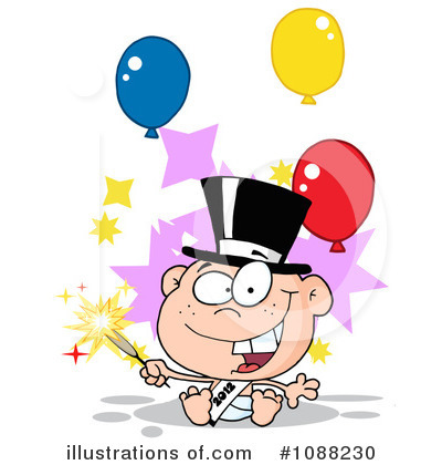 Royalty-Free (RF) New Year Baby Clipart Illustration by Hit Toon - Stock Sample #1088230