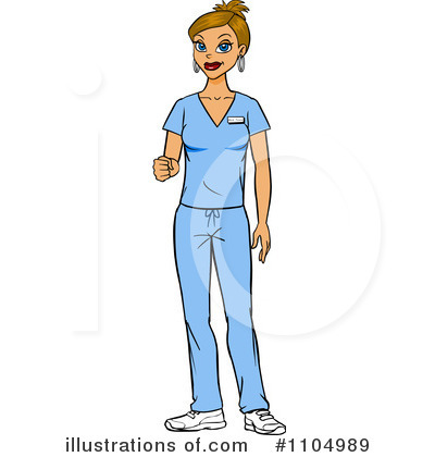 Cartoon Nurse In Scrubs