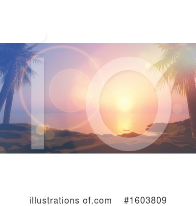 Tropical Beach Clipart #1603809 by KJ Pargeter