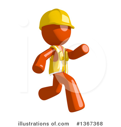 Royalty-Free (RF) Orange Construction Worker Clipart Illustration by Leo Blanchette - Stock Sample #1367368