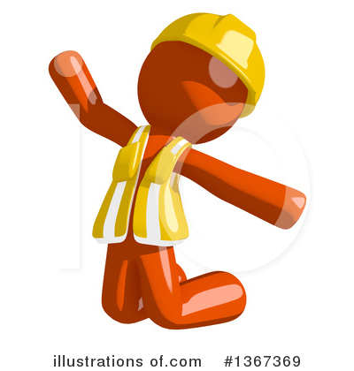 Royalty-Free (RF) Orange Construction Worker Clipart Illustration by Leo Blanchette - Stock Sample #1367369