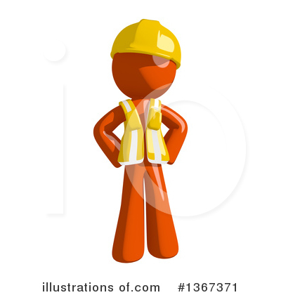 Royalty-Free (RF) Orange Construction Worker Clipart Illustration by Leo Blanchette - Stock Sample #1367371