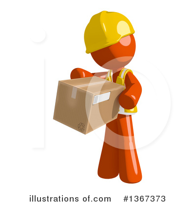 Royalty-Free (RF) Orange Construction Worker Clipart Illustration by Leo Blanchette - Stock Sample #1367373