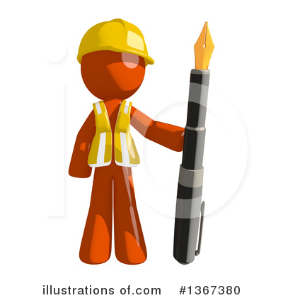 Royalty-Free (RF) Orange Construction Worker Clipart Illustration by Leo Blanchette - Stock Sample #1367380
