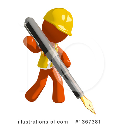 Royalty-Free (RF) Orange Construction Worker Clipart Illustration by Leo Blanchette - Stock Sample #1367381