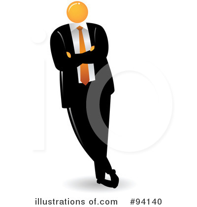 Royalty-Free (RF) Orange Faceless Businessman Clipart Illustration by Qiun - Stock Sample #94140