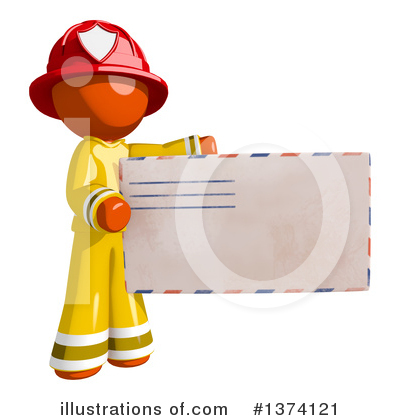Royalty-Free (RF) Orange Man Firefighter Clipart Illustration by Leo Blanchette - Stock Sample #1374121