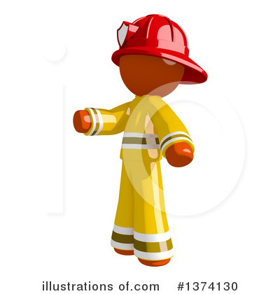 Royalty-Free (RF) Orange Man Firefighter Clipart Illustration by Leo Blanchette - Stock Sample #1374130