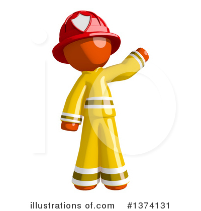 Royalty-Free (RF) Orange Man Firefighter Clipart Illustration by Leo Blanchette - Stock Sample #1374131