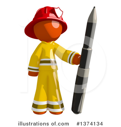 Royalty-Free (RF) Orange Man Firefighter Clipart Illustration by Leo Blanchette - Stock Sample #1374134
