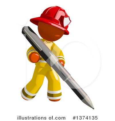 Royalty-Free (RF) Orange Man Firefighter Clipart Illustration by Leo Blanchette - Stock Sample #1374135
