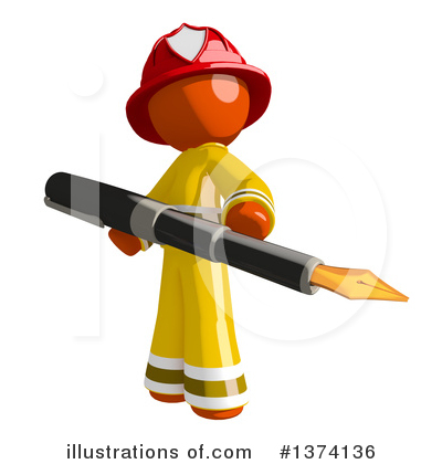 Royalty-Free (RF) Orange Man Firefighter Clipart Illustration by Leo Blanchette - Stock Sample #1374136