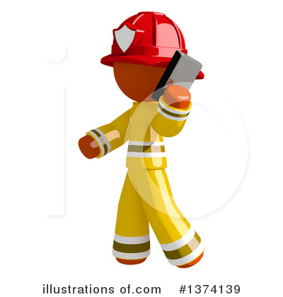 Royalty-Free (RF) Orange Man Firefighter Clipart Illustration by Leo Blanchette - Stock Sample #1374139