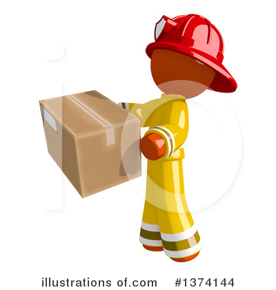 Royalty-Free (RF) Orange Man Firefighter Clipart Illustration by Leo Blanchette - Stock Sample #1374144