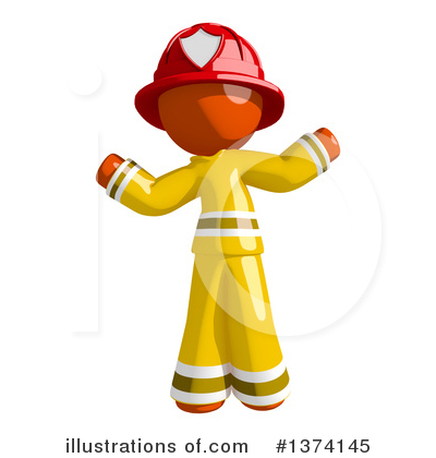 Royalty-Free (RF) Orange Man Firefighter Clipart Illustration by Leo Blanchette - Stock Sample #1374145