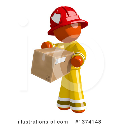Royalty-Free (RF) Orange Man Firefighter Clipart Illustration by Leo Blanchette - Stock Sample #1374148