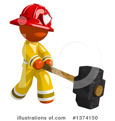 Royalty-Free (RF) Orange Man Firefighter Clipart Illustration by Leo Blanchette - Stock Sample #1374150