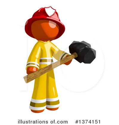 Royalty-Free (RF) Orange Man Firefighter Clipart Illustration by Leo Blanchette - Stock Sample #1374151