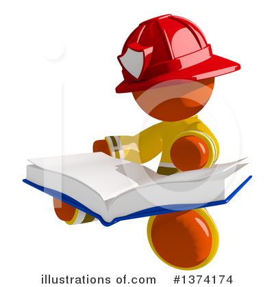 Royalty-Free (RF) Orange Man Firefighter Clipart Illustration by Leo Blanchette - Stock Sample #1374174