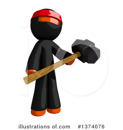 Royalty-Free (RF) Orange Man Ninja Clipart Illustration by Leo Blanchette - Stock Sample #1374076