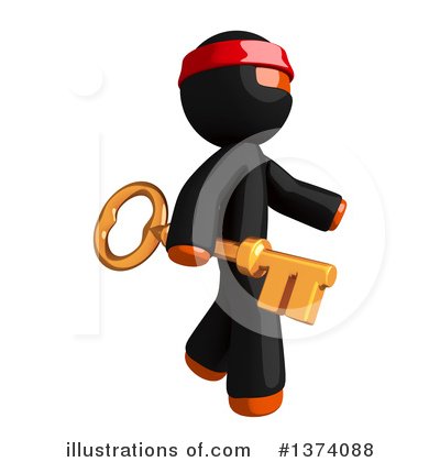 Royalty-Free (RF) Orange Man Ninja Clipart Illustration by Leo Blanchette - Stock Sample #1374088