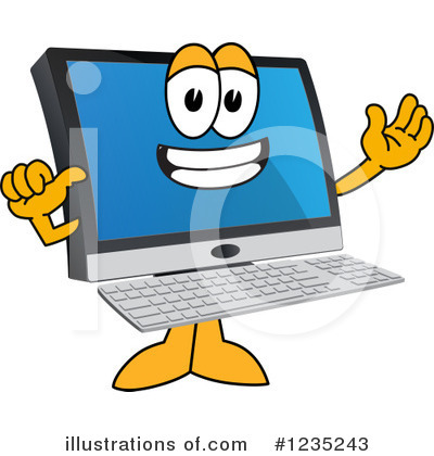 Royalty-Free (RF) Pc Computer Mascot Clipart Illustration by Toons4Biz - Stock Sample #1235243