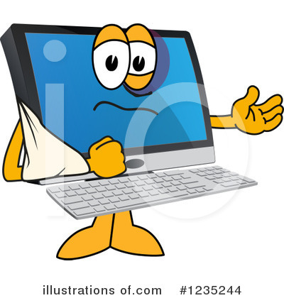 Royalty-Free (RF) Pc Computer Mascot Clipart Illustration by Mascot Junction - Stock Sample #1235244