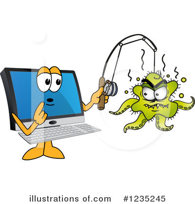 Royalty-Free (RF) Pc Computer Mascot Clipart Illustration by Mascot Junction - Stock Sample #1235245