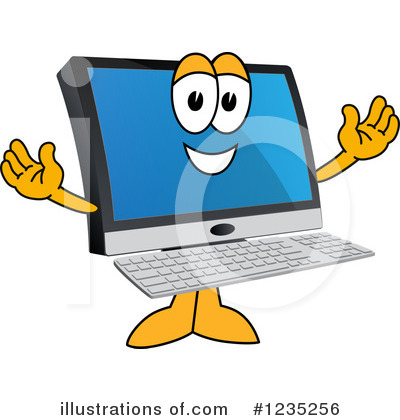 Royalty-Free (RF) Pc Computer Mascot Clipart Illustration by Toons4Biz - Stock Sample #1235256