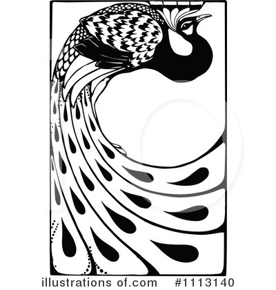 Royalty-Free (RF) Peacock Clipart Illustration by Prawny Vintage - Stock Sample #1113140