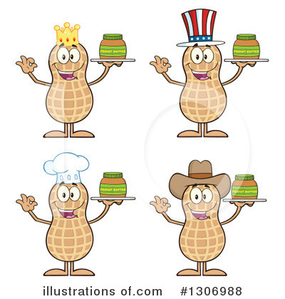 Royalty-Free (RF) Peanut Character Clipart Illustration by Hit Toon - Stock Sample #1306988