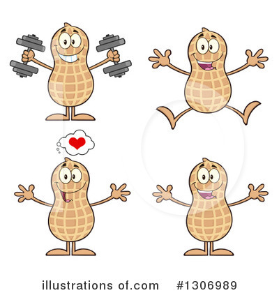 Royalty-Free (RF) Peanut Character Clipart Illustration by Hit Toon - Stock Sample #1306989